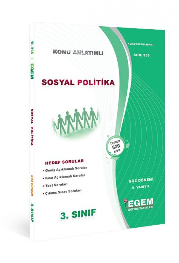 Aöf Sosyal Politika  3. Sınıf Güz Dönemi Konu Anlatımlı Soru Kitabı Tek EGEM YAYINLARI