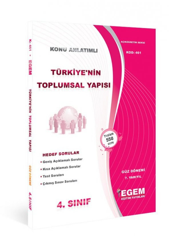 Aöf Türkiye'nin Toplumsal Yapısı  4. Sınıf Güz Dönemi Konu Anlatımlı Soru Kitabı Tek EGEM YAYINLARI