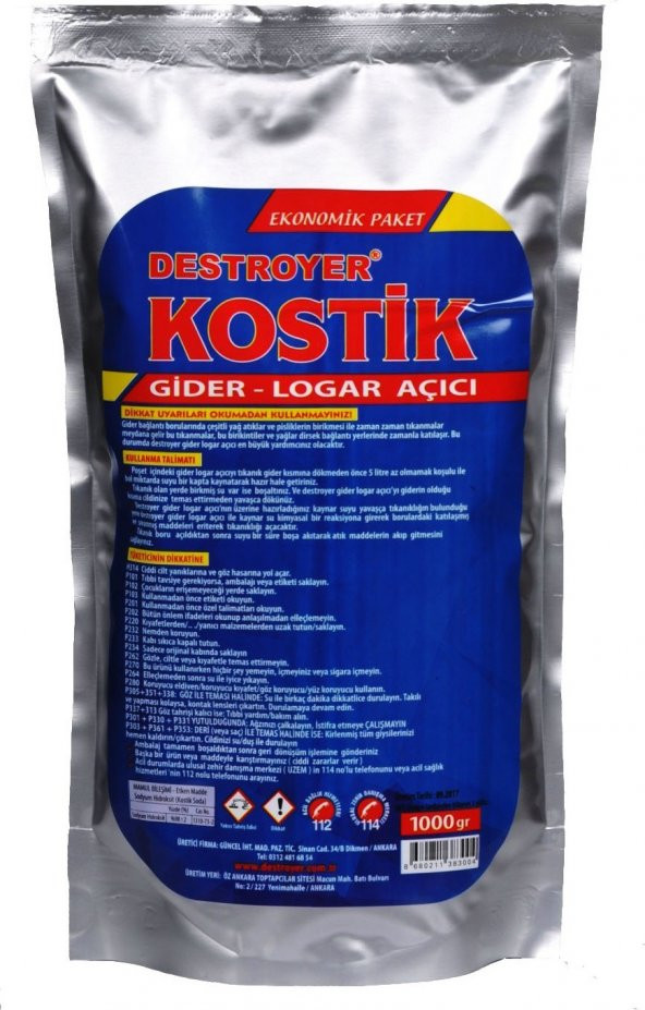 Destroyer Kostik Gider Logar Açıcı 1000 Gram