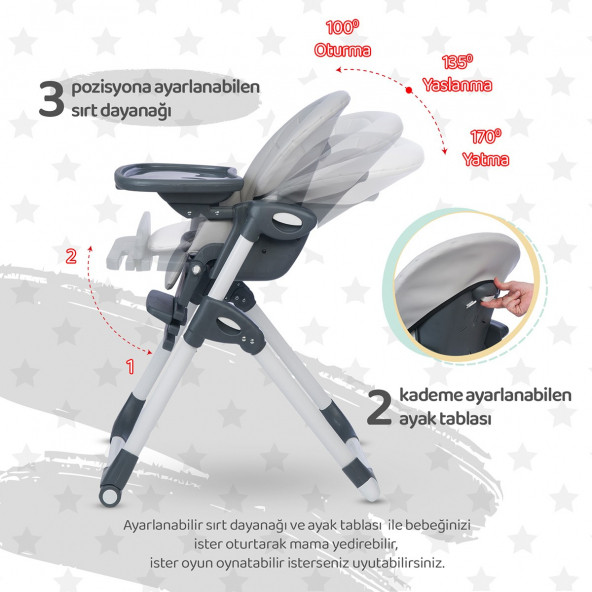 4 Baby AB100 Formula Mama Sandalyesi / Gri - 2