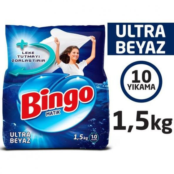 Bingo Ultra Beyaz Toz Çamaşır Deterjanı 1,5 Kg