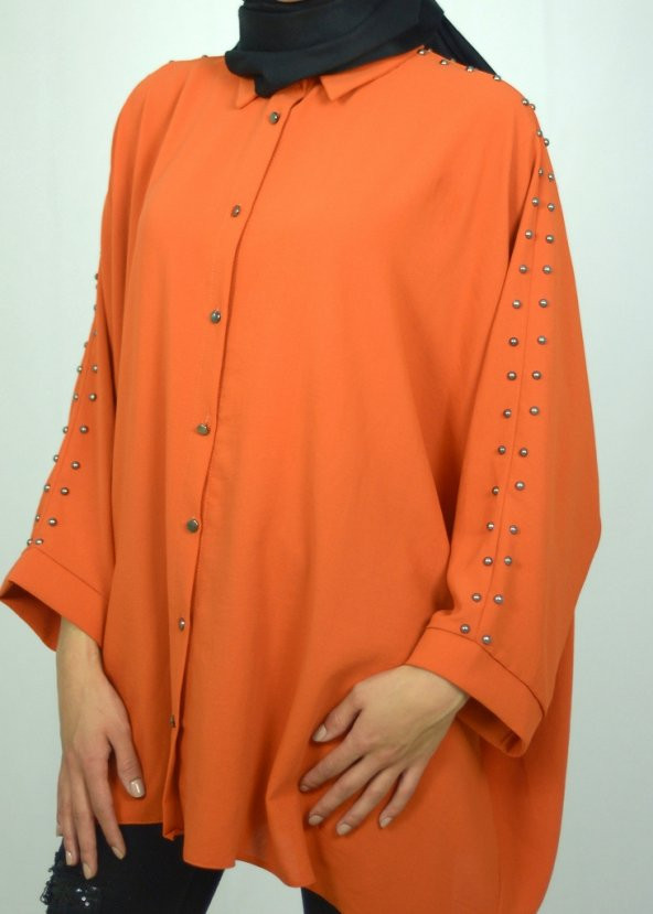 Tesettür Turuncu Tunik - 3