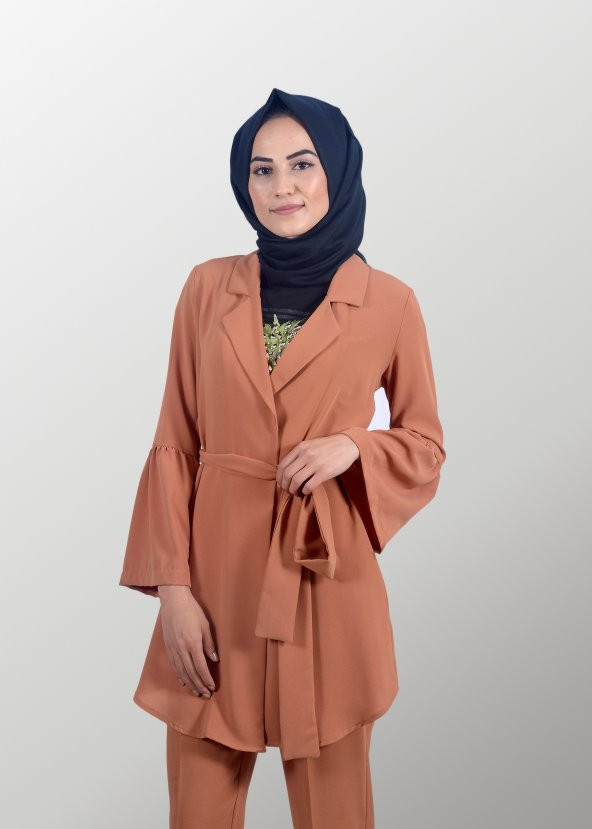 Tesettür Kahverengi Takım Elbise - 3