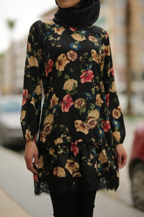 Tesettür Yazlık Tunik - Çiçekli - 2