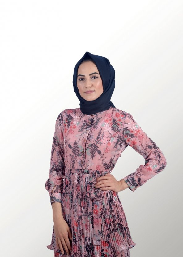 Tesettür Çiçekli Elbise - 3