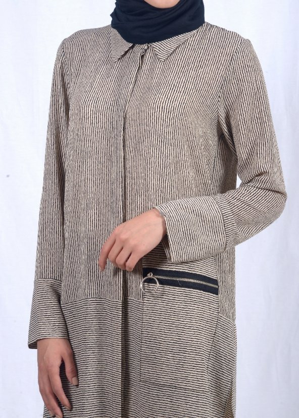 Tesettür Çizgili Tunik - 2