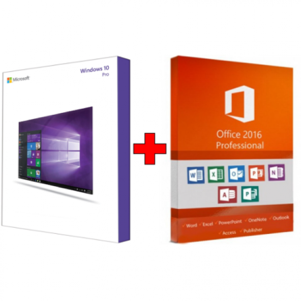 Windows 10 Pro+Microsoft Office 2016 Pro Plus Retai Key l 32/64 Bit Lisans Anahtarı
