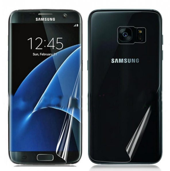 Samsung Galaxy S7 Edge - Nano Full Body Ön-Arka Alt-Üst Tam Kaplama Ekran Koruyucu Şeffaf Silikon