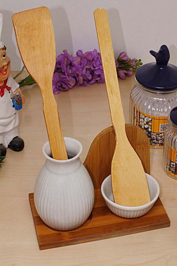 Bambu Standlı Porselen Kaşıklık