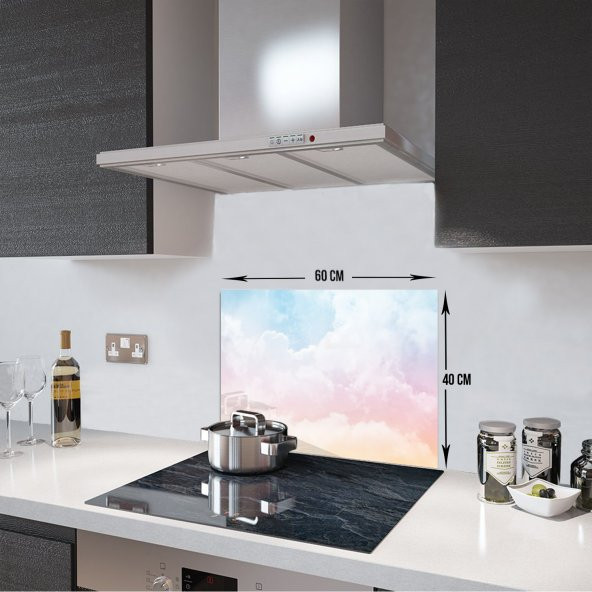 DECORITA Cam Ocak Arkası Koruyucu - Renkli Bulutlar - 3