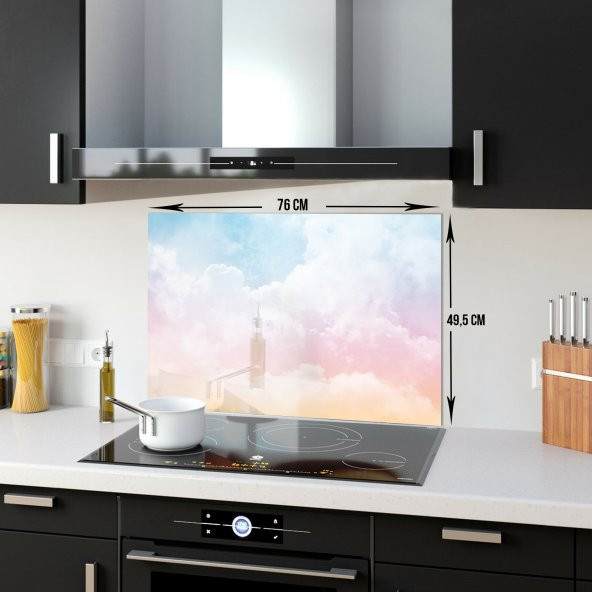 DECORITA Cam Ocak Arkası Koruyucu - Renkli Bulutlar - 5