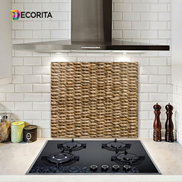 DECORITA Cam Ocak Arkası Koruyucu - Hasır Görünümlü - 2