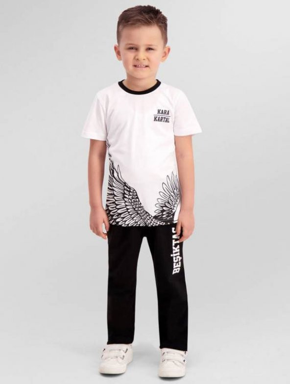 RolyPoly Çocuk Lisanslı Beşiktaş Beyaz Pijama Takımı 9975 C