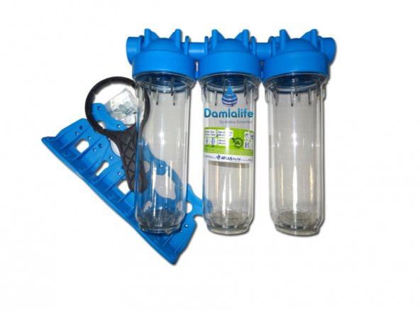 Atlas 10" Housing 3 Lü Boş Filtre Kabı Bina Girişi ve Kuyu Suyu - Resim 3