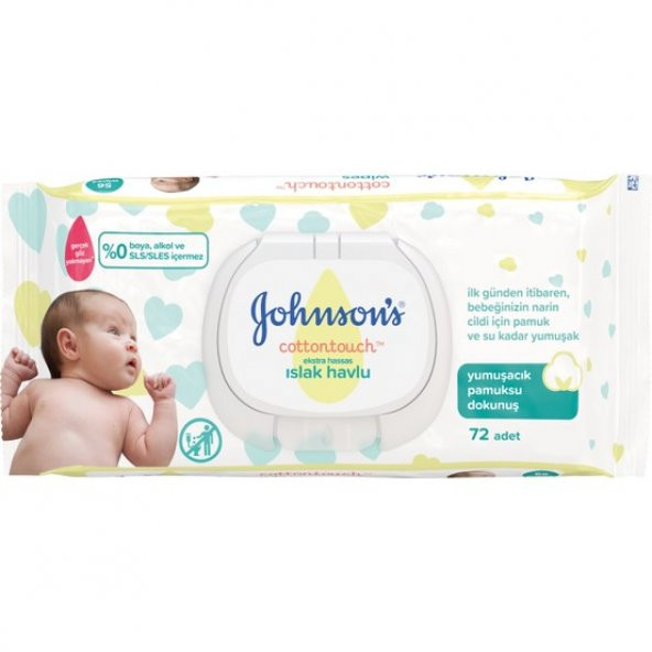 Johnson's Baby Islak Mendil Cotton Touch Yenidoğan 72'li