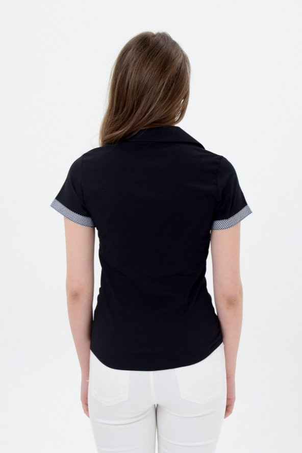 Siyah kısa kol bayan gömlek 4500-2-9