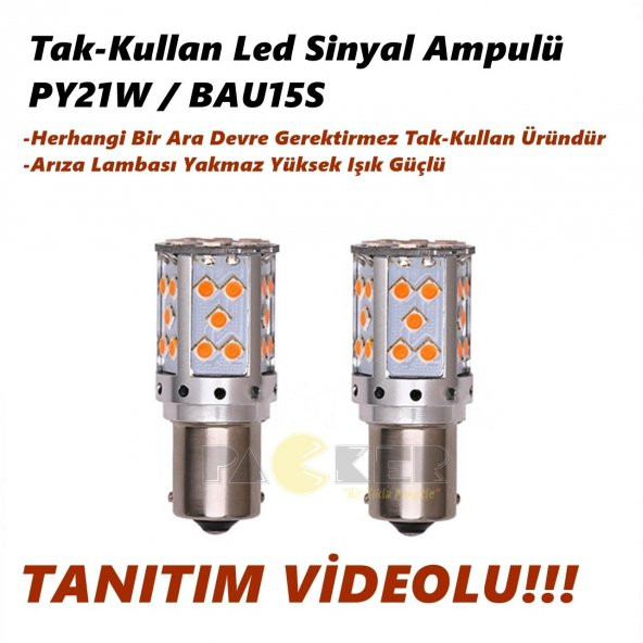 PY21W / BAU15S Turuncu Led Yüksek Işık Tak Kullan Sinyal Ampulü