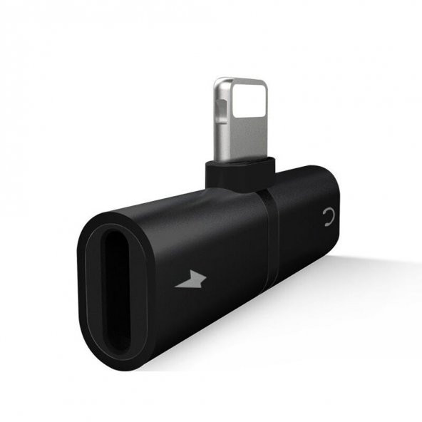 Escom İphone Lightning Splitter 2in1 Şarj ve Kulaklık Birleştirici Siyah