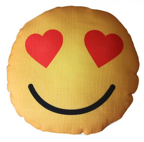 Emoji Gülen Yüz Pelüş Yastık, Puf Yastık , Oto Yastığı Kalpli