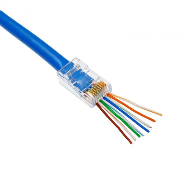 Yeni Nesil Jak Cat5/Cat6 Rj45 Konnektör 100 Lü Paket Cat6 Ez Plug