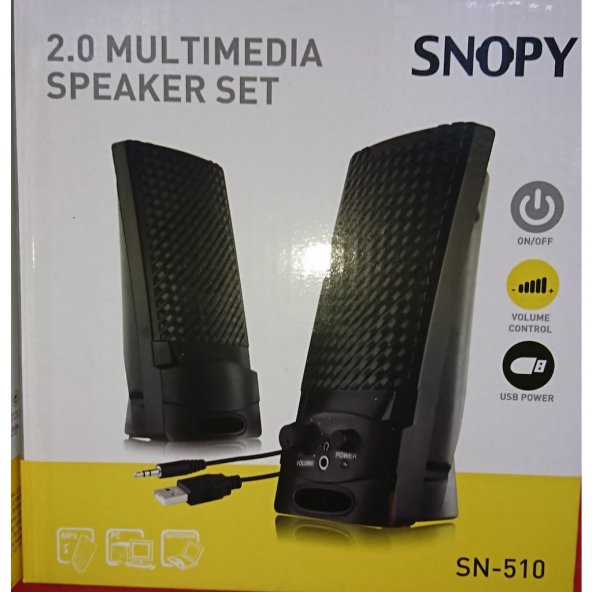Snopy SN-510 2.0 Siyah Speaker 1+1 Ses Sistemi Hoparlör Speaker