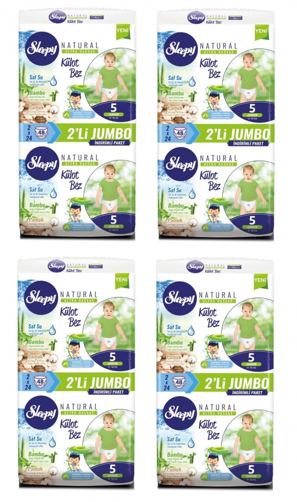 Sleepy Natural Külot Bez 5 Numara 2Lİ Jumbo 8x24 lü 192 Adet