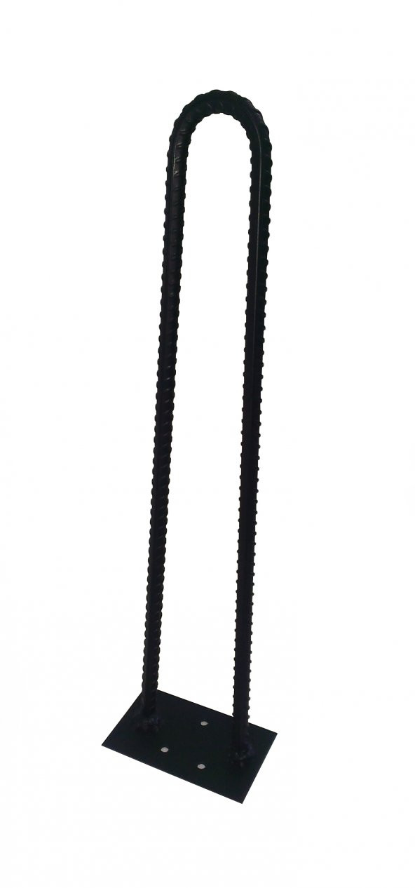 Retro U Tarz Nervurlu Demirden Rustik Firkete Masa ve Sehpa Ayak Siyah 45 cm
