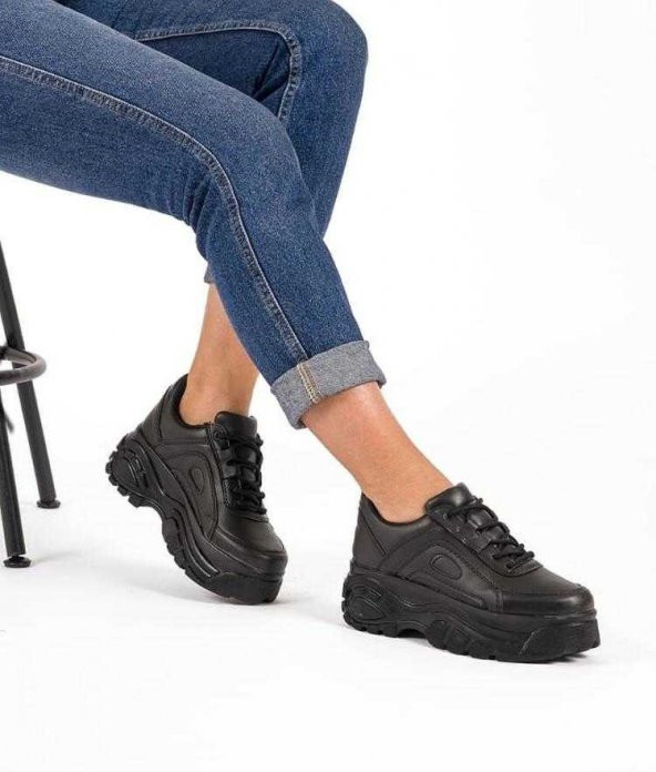 Ayax 12432 Kalın Yüksek Taban Beyaz Bayan Spor Ayakkabı (36-40) - 4