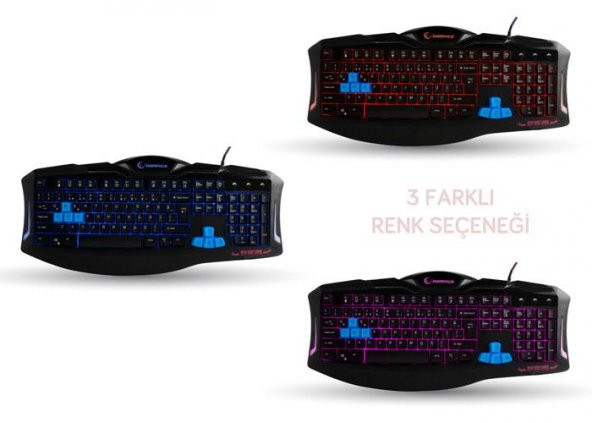 Everest Rampage KM-R5 Siyah Usb 3 Farklı Ledli Gaming Q Multimedia Klavye + Mouse Set - 3