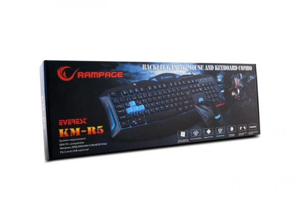 Everest Rampage KM-R5 Siyah Usb 3 Farklı Ledli Gaming Q Multimedia Klavye + Mouse Set - 6
