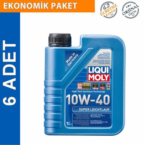 Liqui Moly Super Leichtlauf 10W-40 Motor Yağı 1 Lt (6 Adet) (9503)