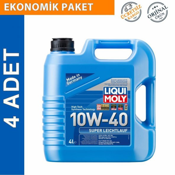 Liqui Moly Super Leichtlauf 10W-40 Motor Yağı 4 Lt (4 Adet) (9504)