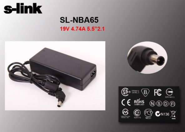 S-link SL-NBA65 90W 19V 4.74A 5.5*2.1 Acer Notebook Adaptör