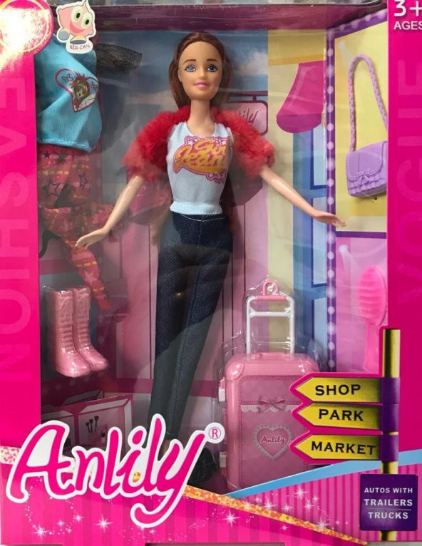 Anlily Barbie Tarzı Turist Aksesuarlı Bebek 30 Cm Yedek Kıyafetli