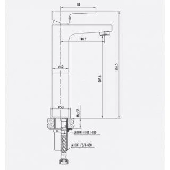 CREAVIT SR6500G SHARP UZUN LAVABO BATARYA ARMATÜRÜ ALTIN - 2