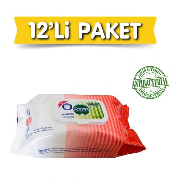 Detox 120 li Anti-Bakteriyel Islak Mendil 12 Paket (1 Koli)