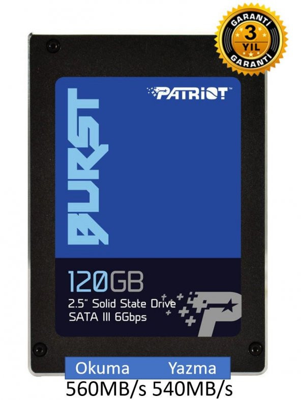 Patriot Burst 120GB SATA3 560-540MB/s Gaming SSD 2.5inch (PBU120GS25SSDR)