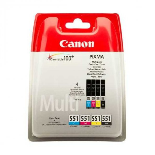 Canon CLI-551 CMY/BK Multi Paket 4 Renk Orijinal Kartuş