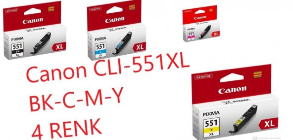 Canon CLI-551XL BK-C-M-Y 4 RENK KARTUŞ Mg6350, Mg5450, İp7250