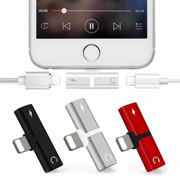 İPhone şarj ve kulaklık soketi çoğaltıcı adaptör aparat Apple 7