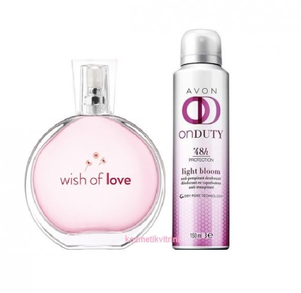Avon Wish Of Love Bayan Parfüm 50 ML+ Light Bloom Deodorant 2 Lİ