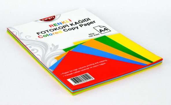 NOKİ Renkli Fotokopi Kağıdı 100lü Karışık Renk