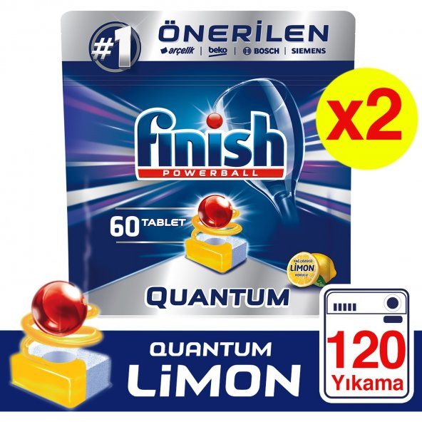 Finish Quantum 120 Tablet Bulaşık Makinesi Deterjanı Limon (60x2)