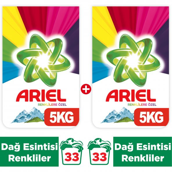 Ariel Toz Çamaşır Deterjanı Dağ Esintisi Renkliler İçin 5 Kg x 2