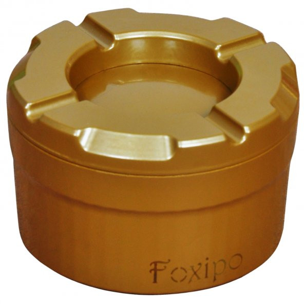 Foxipo Alüminyum Döner Kül Tablası / Küllük - Altın Rengi Köşeli Model