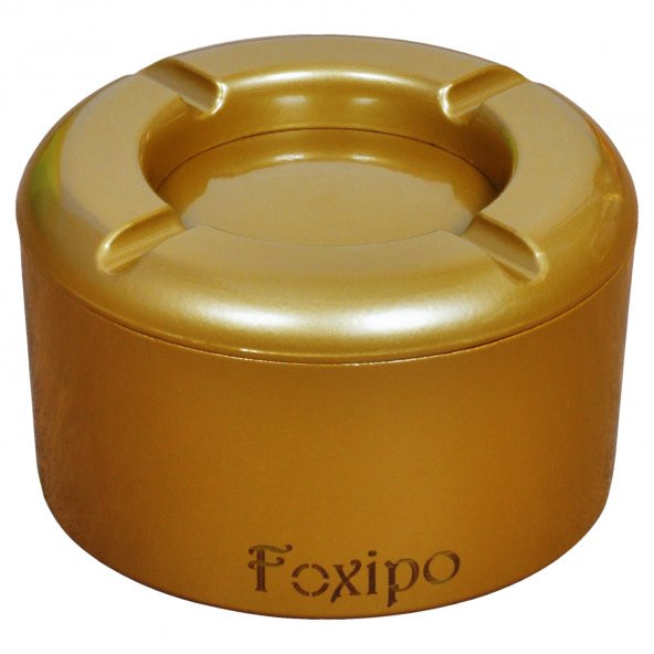 Foxipo Alüminyum Döner Kül Tablası / Küllük - Altın Rengi Yuvarlak Model