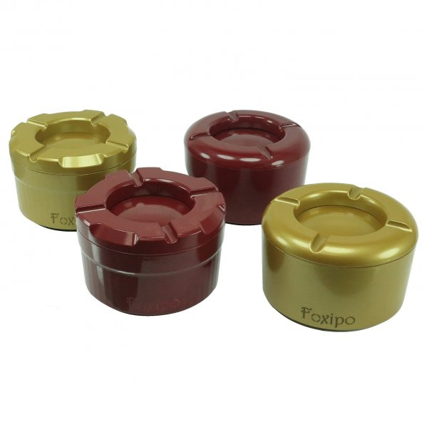 Foxipo Alüminyum Döner Kül Tablası / Küllük - Bordo Rengi Köşeli Model - 2