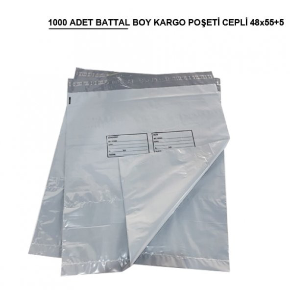 Battal Boy Kargo Poşeti Cepli 1000 Adet 48x55+5