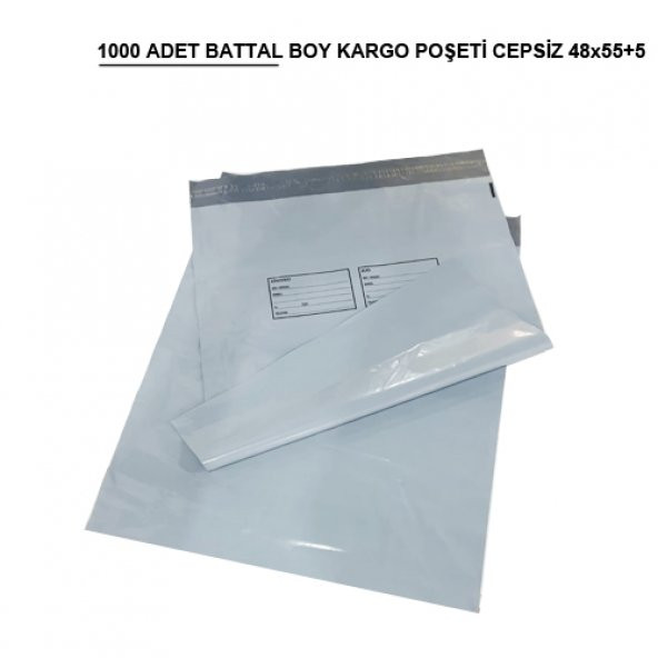 Battal Boy Kargo Poşeti Cepsiz 1000 Adet 48x55+5