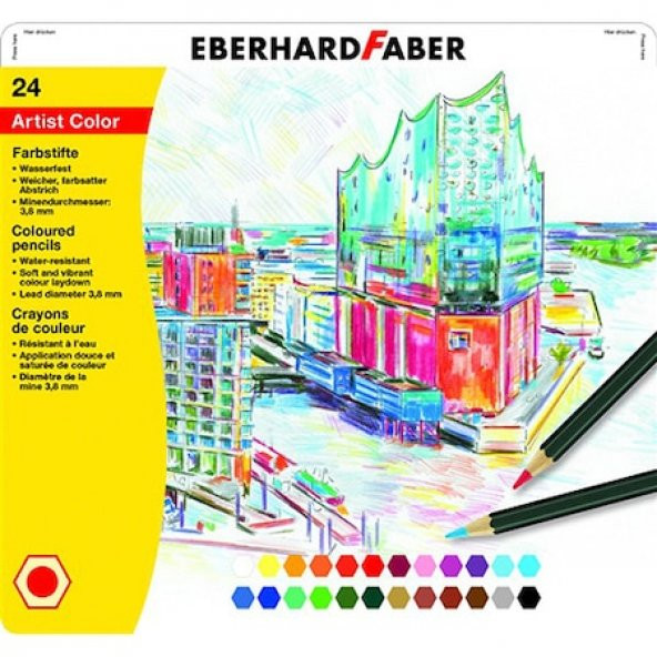 Eberhard-Faber Colored Kuruboya 24 Renk Metal Kutu